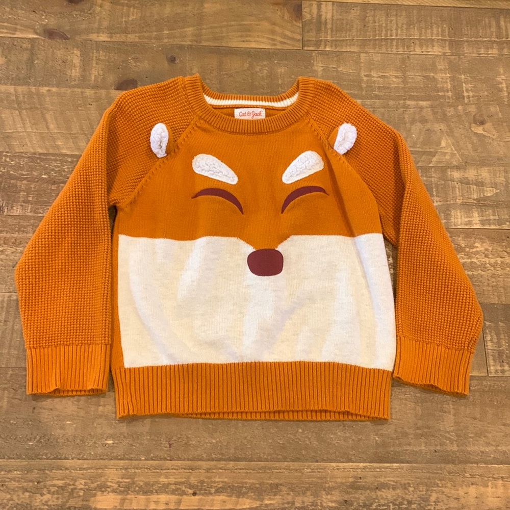 EUC Cat & Jack fox sweater 4T